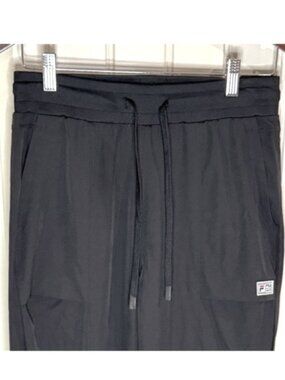 Fila Black Track Pants Lined Cuffed Drawstring Soft Lightweight Women’s Size S